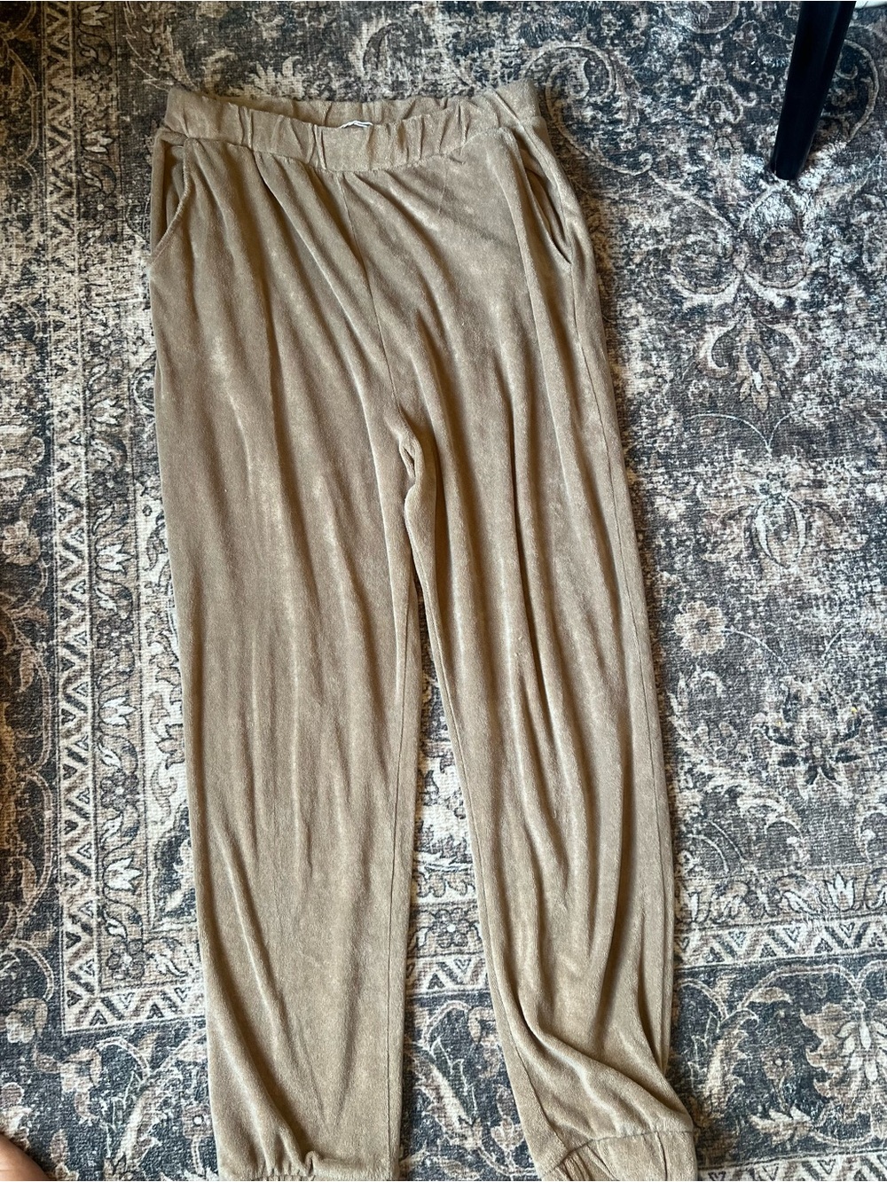 Zara Beige terry cloth Elastic Waist Jogger Pants - Size Large